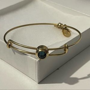 ALEX & ANI Blue Gemstone Bangle Bracelet Aquamarine Birthstone